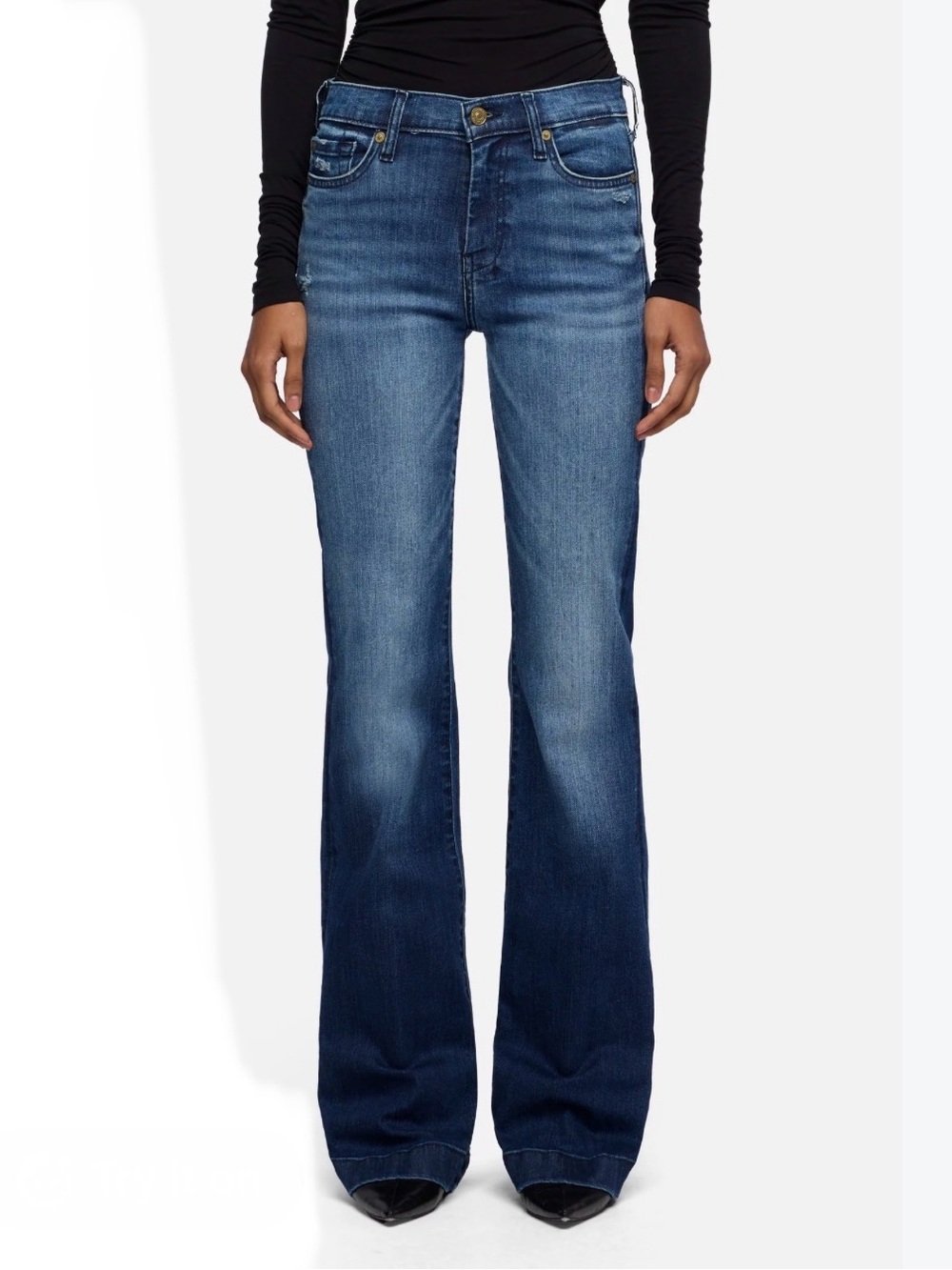 7 For All Mankind Dark Blue Flared Jeans